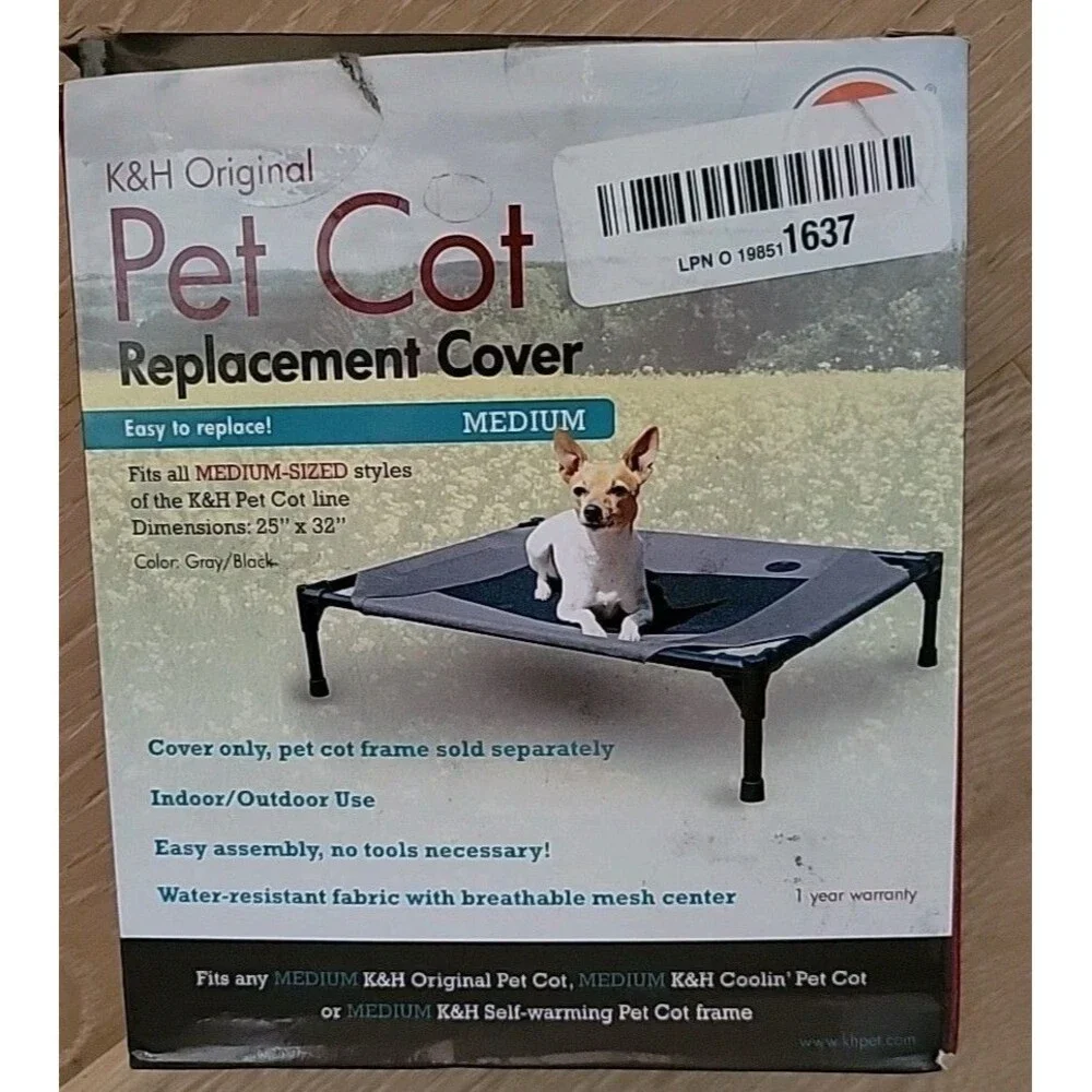 K&H Original Pet Cot Replacement Cover Only. Gray/Black Medium